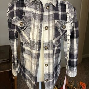 Girls a 10/12 Black and White Plaid Flannel Shacket
